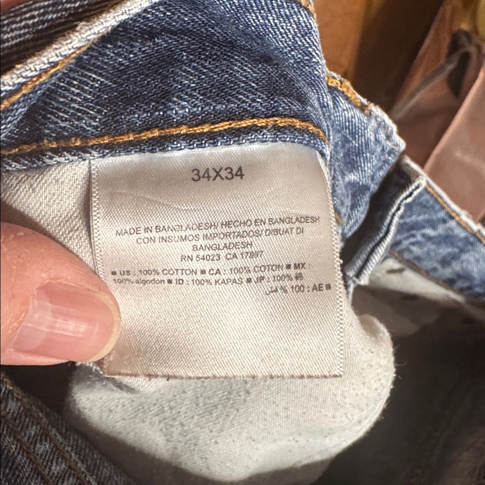 Old Navy Straight Leg Jeans 34x34 Paint Splatter Distressed Workwear Blue Denim - Picture 13 of 15